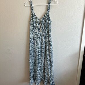 Lulu's Blue and White Floral Midi Dress